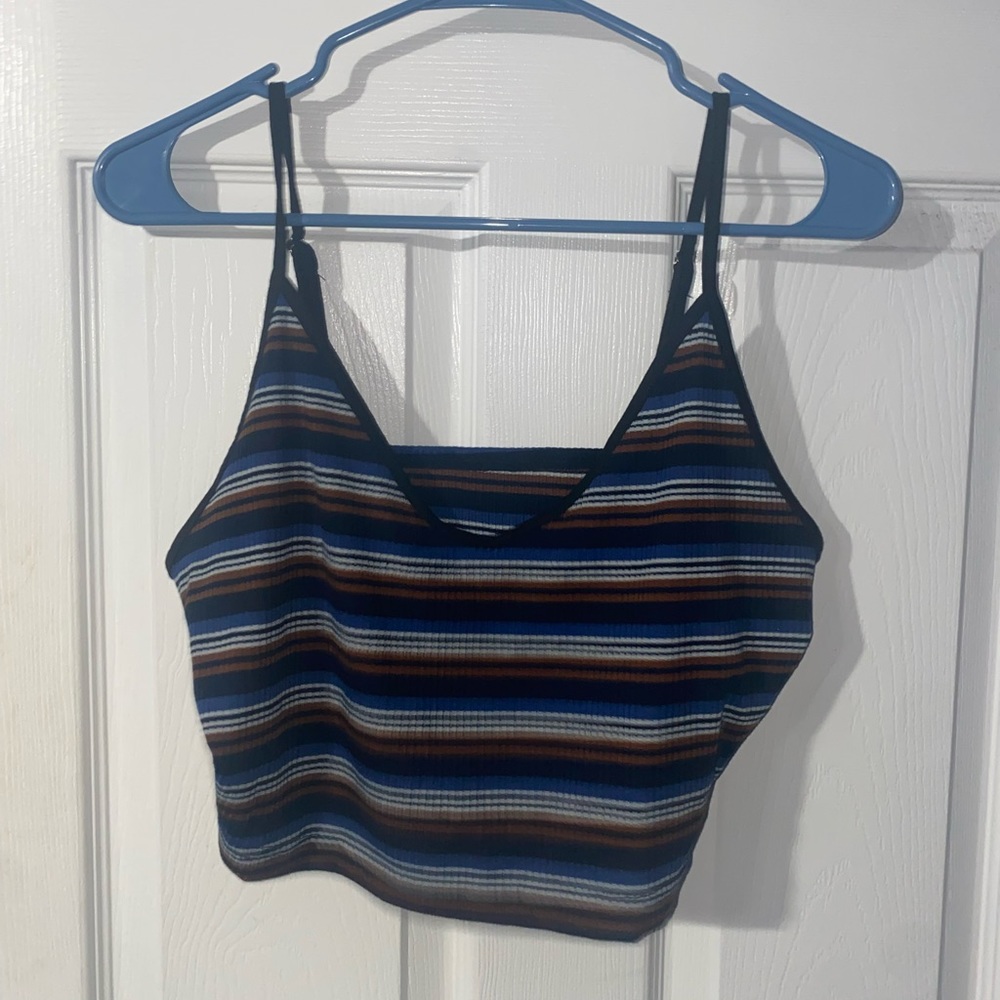 Stripped V Neck Tank Top